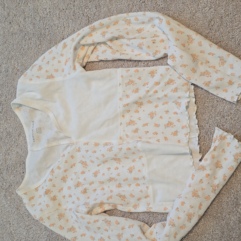 American Eagle Cropped Patchwork Shirt - image 1